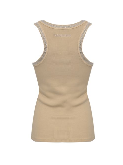 Canotta in jersey stretch con strass Fade Beige Patrizia Pepe | 8M1787 J373B877